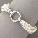Sterling Silver 4  Strand Cultured Pearl Bracelet