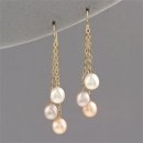 Peach & Lavender Pearl Dangle Earrings
