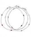 Sterling Silver Multicolor Bead Anklet