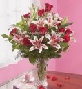 Roses and Lilies in Vase