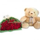 2 Dozen Rose with Bear