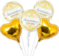 White & Gold Anniversary Balloon
