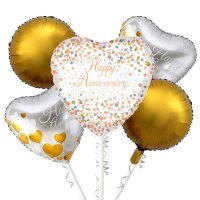 Silver,White & Gold - Happy Anniversary Balloon