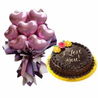 Goldilocks Dedication Cake w/Heart Balloon Bouquet