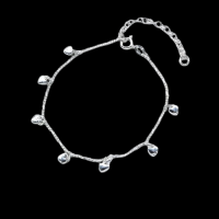 Figaro Chain Bracelet with 7 Small Dangling Heart
