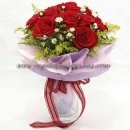 12 Red Roses With White Bouquet